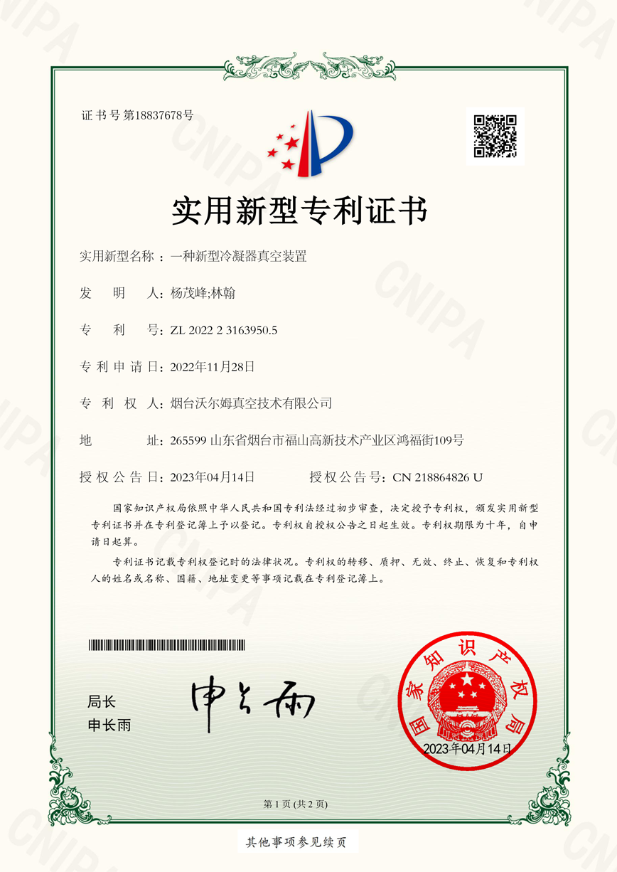 一種新型冷凝器真空裝置